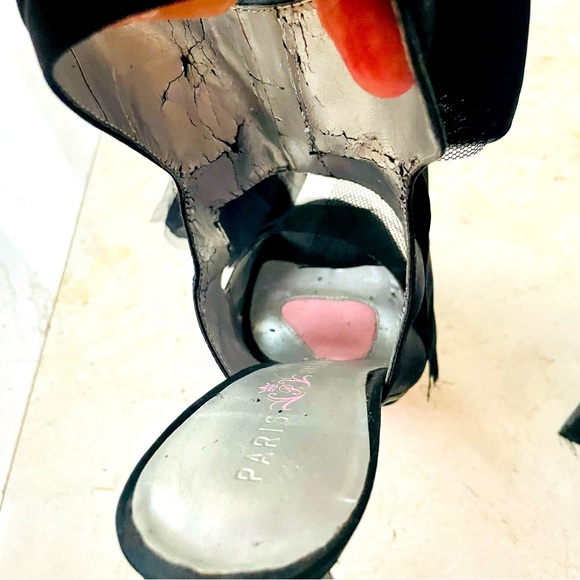 Paris Hilton sandales black satin with bow size 38M - Picture 5 of 11